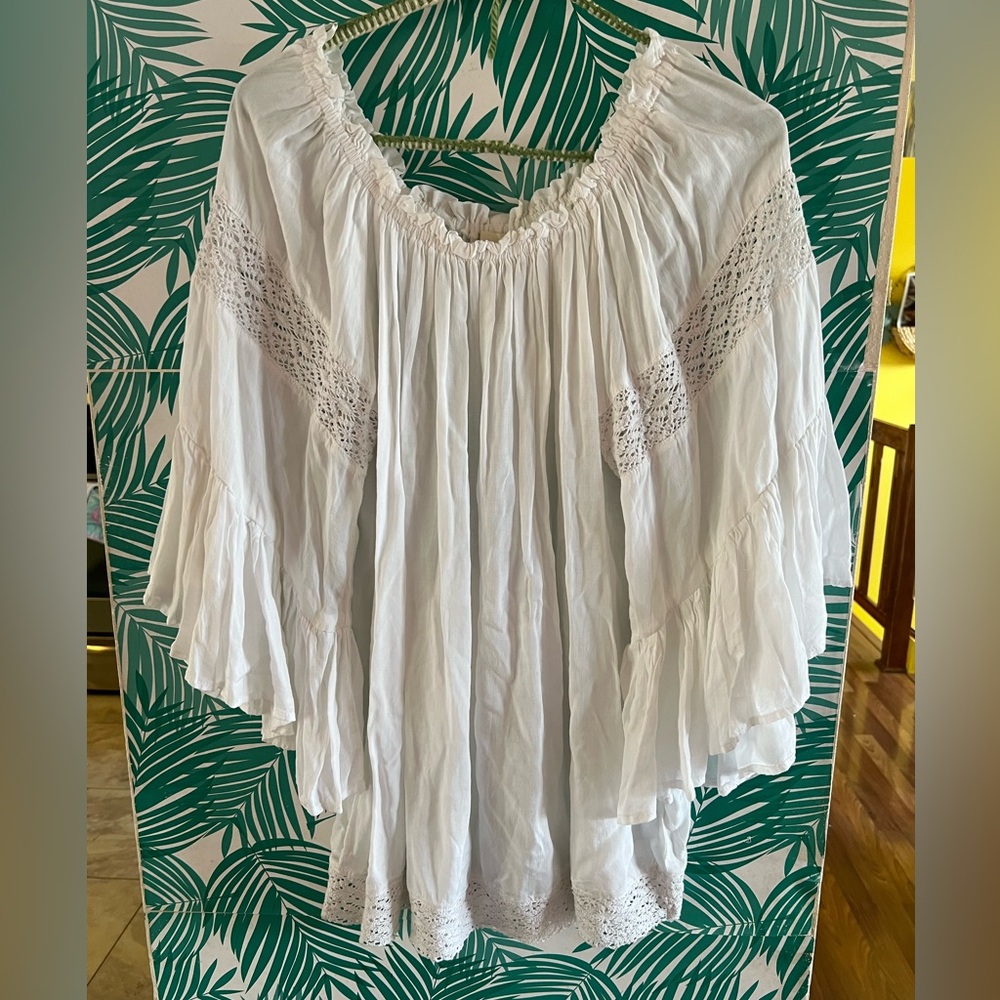 Surf Gypsy Beach Cover Up white sz m boho and lace